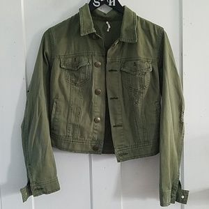 Weathered green denim jacket